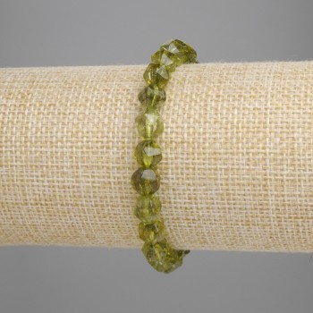 Chrysoprase Bracelet with Faceted Beads, 7.5x7.5 mm diameter, 18 cm length, elastic