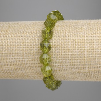 Peridot bracelet with faceted beads, diameter about 9.5×8.5 mm, length 18 cm, stretch