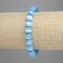 Blue Cat's Eye Bracelet (Synthetic) Smooth Beads, 8 mm Diameter, 18 cm Length, Elastic