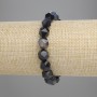 Agate Bracelet 'Dragon Veins', multifaceted beads, 10x9 mm, 18 cm length, stretch