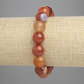 Agate bracelet with smooth round beads, 12 mm diameter, length about 18 cm, stretch