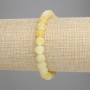 Yellow frosted agate bracelet with smooth 8 mm beads, 18 cm length, stretch
