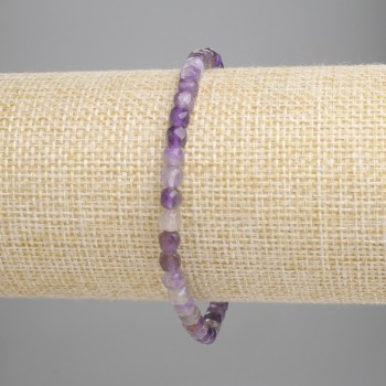Amethyst Faceted Cube Bracelet, diameter 4x4 mm, length 18 cm, stretch