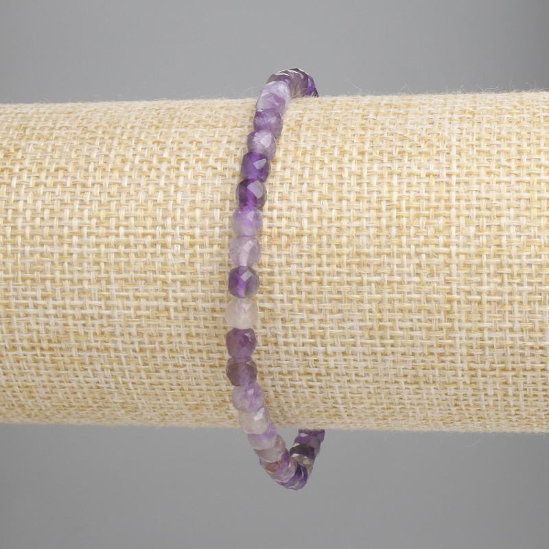 Amethyst Faceted Cube Bracelet, diameter 4x4 mm, length 18 cm, stretch