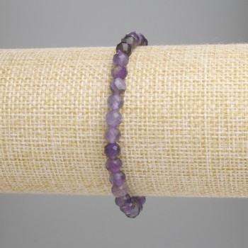 Bracelet with Faceted Amethyst Beads, 5 mm diameter, 18 cm length, stretch