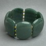 Nephrite link bracelet 39×28 mm +/- with metal inlays, length 18 cm +/- stretch