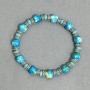 Variscite Bracelet with Smooth 8mm Beads and Turquoise Rondelles 6x3mm, with Metal Inserts, 18 cm Long, Elastic
