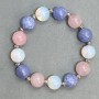 Assortment Bracelet (Opalite, Agate, Rose Quartz) Bead, 12 mm diameter ± with metal inserts, 18 cm length ± stretch