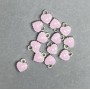Heart-shaped pendant with pink enamel on silver-tone metal, diameter 7×8 mm, pack of 13 pieces