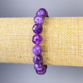 Sugilite Bracelet with Faceted Beads, 10mm, 18 cm Stretch
