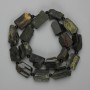 Green Tourmaline Beads (Epidote), Faceted Cut, 18–25×10–14 mm, 4 mm Agate Beads, On Thread, 40 cm Long