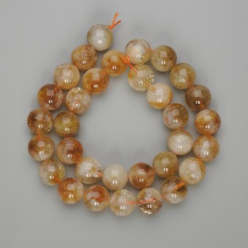 Citrine beads, smooth spheres, 12mm diameter, 38cm length on thread