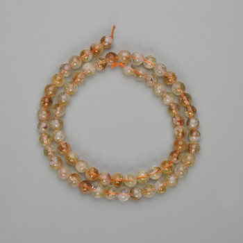 Citrine Beads, Smooth Round, 6 mm Diameter, 39 cm Length on Thread