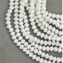 White Matte Czech Crystal Beads on Fishing Line, Faceted Rondelle, 8×6 mm, 39 cm long