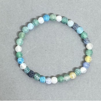 Bracelet with Frosty Agate — Smooth Beads, 6 mm, 18 cm, Stretch