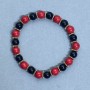 Bracelet with Coral (Synthetic) Agate Smooth Beads, 8mm Diameter +/- with Metal Inserts, Length 18cm +/- Stretch