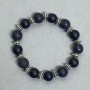 Shungite and Lava Bracelet with Smooth Beads, 10 mm Diameter, with Metal Inserts, 18 cm Length (Stretch)