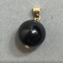 Pendant of Silvery Obsidian Bead, 14 mm diameter, 24 mm length
