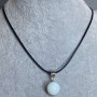 Moonstone pendant (opalite) sphere, 13 mm diameter, on cord with 60 cm length + 5 cm chain