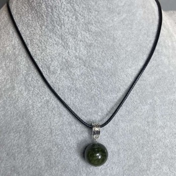 Pendant Serpentine (Synthetic) Ball, 14 mm diameter, on a cord with a 5 cm extender, length 60 cm