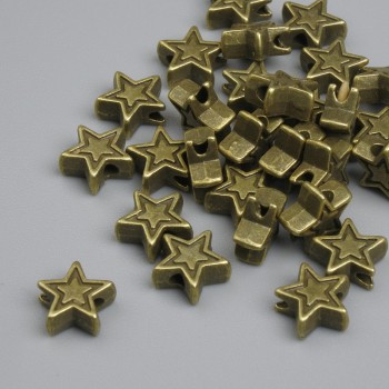 Star-shaped bead insert in antique bronze color, 6×2.5 mm, hole diameter 1.5 mm ±, packaging ~25 pcs.