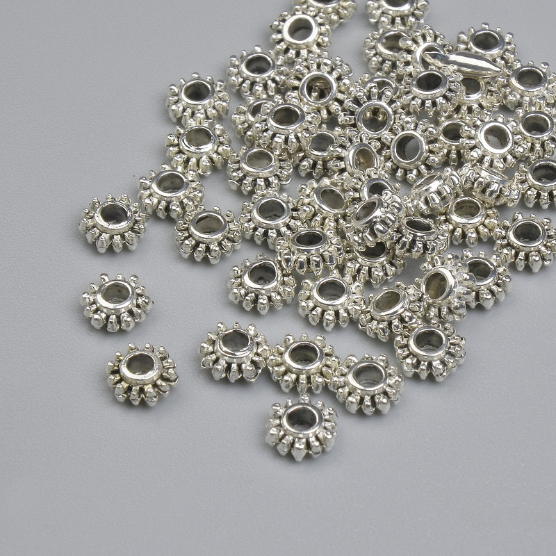 Silver-tone bead insert, diameter 4.5 mm, hole diameter 1.5 mm, packaging approx. 59 pcs