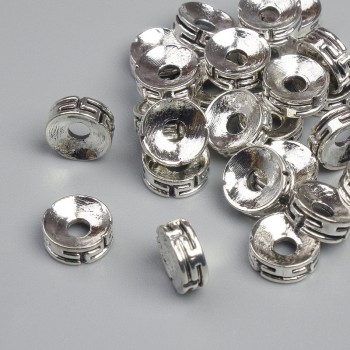Bead insert, silver metal color, diameter 7x3 mm, hole diameter ~2.2 mm, packaging ~28 pcs.