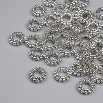 Bead insert findings, silver metal color, 7.5 mm diameter, 3.5 mm hole diameter, packaging approx. 40 pcs