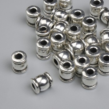 Bead insert finding, silver color, 6×5 mm diameter ±, hole diameter ~2.4 mm ±, packaging ~28 pcs +