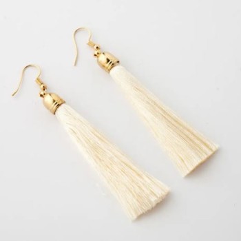 Сережки Кисті Слонова кістка, довжина 8см колір металу "золото"
