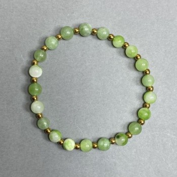 Agate (acrylic) bracelet with smooth 6mm beads and hematite beads 3mm, length 18cm, stretch