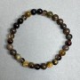 Bracelet of Agate Tiger's Eye and Bullseye, smooth beads 6mm, 18 cm stretch