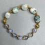 Dragon Vein Agate and Moss Agate Bracelet, 8mm smooth beads, Moss Agate in tumbled stones, 18 cm length, stretch