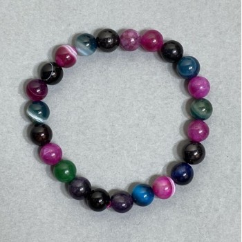 Agate Bracelet 'Cat's Eye' Smooth Beads 8mm, Length 18 cm, Stretch