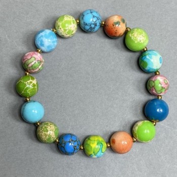 Браслет Варисцит (штучний) гладка кулька 10мм+- Гематит 2мм+-, довжина 18см+- стрейч