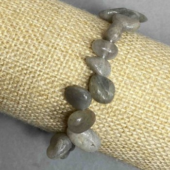 Labradorite Faceted Bead Bracelet, 8-15×7-12 mm, 18 cm Stretch
