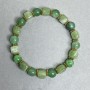 Bracelet with nephrite smooth beads 8mm + chrysoprase cubes 6x7mm, 18 cm stretch