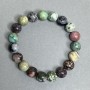 Bracelet with moss agate, rhodonite and jasper beads, 10 mm, 18 cm stretch
