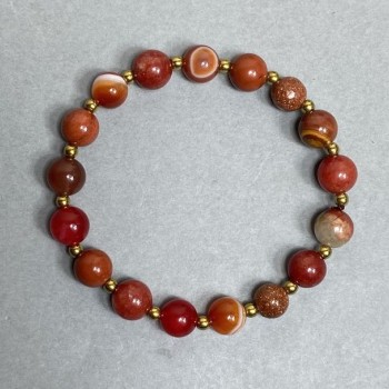 Bracelet with Agate, Aventurine 'Golden Sand' and Hematite