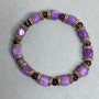 Bracelet with Amethyst Beads 6mm and Lavender Amethyst Cubes 7mm, with Metal Inserts, 18 cm Stretch