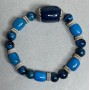 Bracelet with Barrel-Shaped Apatite 11x9 mm, Tiger's Eye Round Beads 8 mm, and Faceted Agate Beads 20x15 mm — 18 cm Stretch