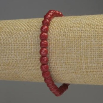 Stretch Coral Bracelet with Faceted Beads, 6 mm Diameter, 18 cm Length