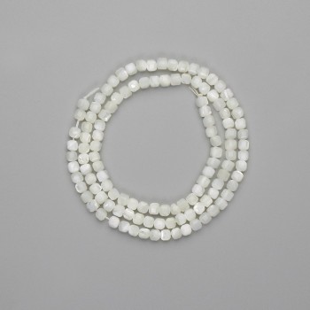 Mother-of-Pearl Faceted Cube Beads, 3x3 mm, 38 cm Length on Thread