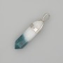 Pendant of tinted quartz, white-green, hexagonal shape, 4 cm