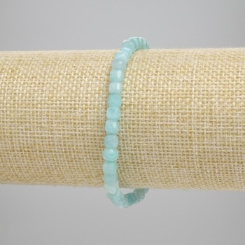 Amazonite bracelet with faceted cube beads, 4x4 mm, length 18 cm, stretch