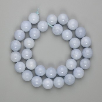 Aquamarine Beads — Smooth Round Balls, 12 mm Diameter, 39 cm Length on Thread