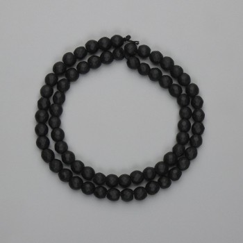 Shungite beads, faceted round ball, 5mm diameter, 36cm length on thread