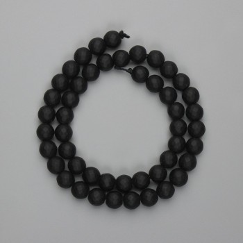 Shungite Beads — Faceted Ball, 8 mm Diameter, 35 cm Length on Thread