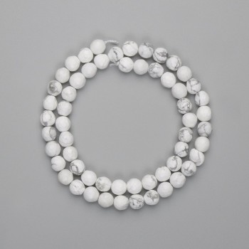 Cacholong faceted round beads, 6 mm diameter, 36 cm long on a thread