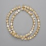 Beige mother-of-pearl beads, smooth round beads, 6 mm diameter, 39 cm length on beading thread